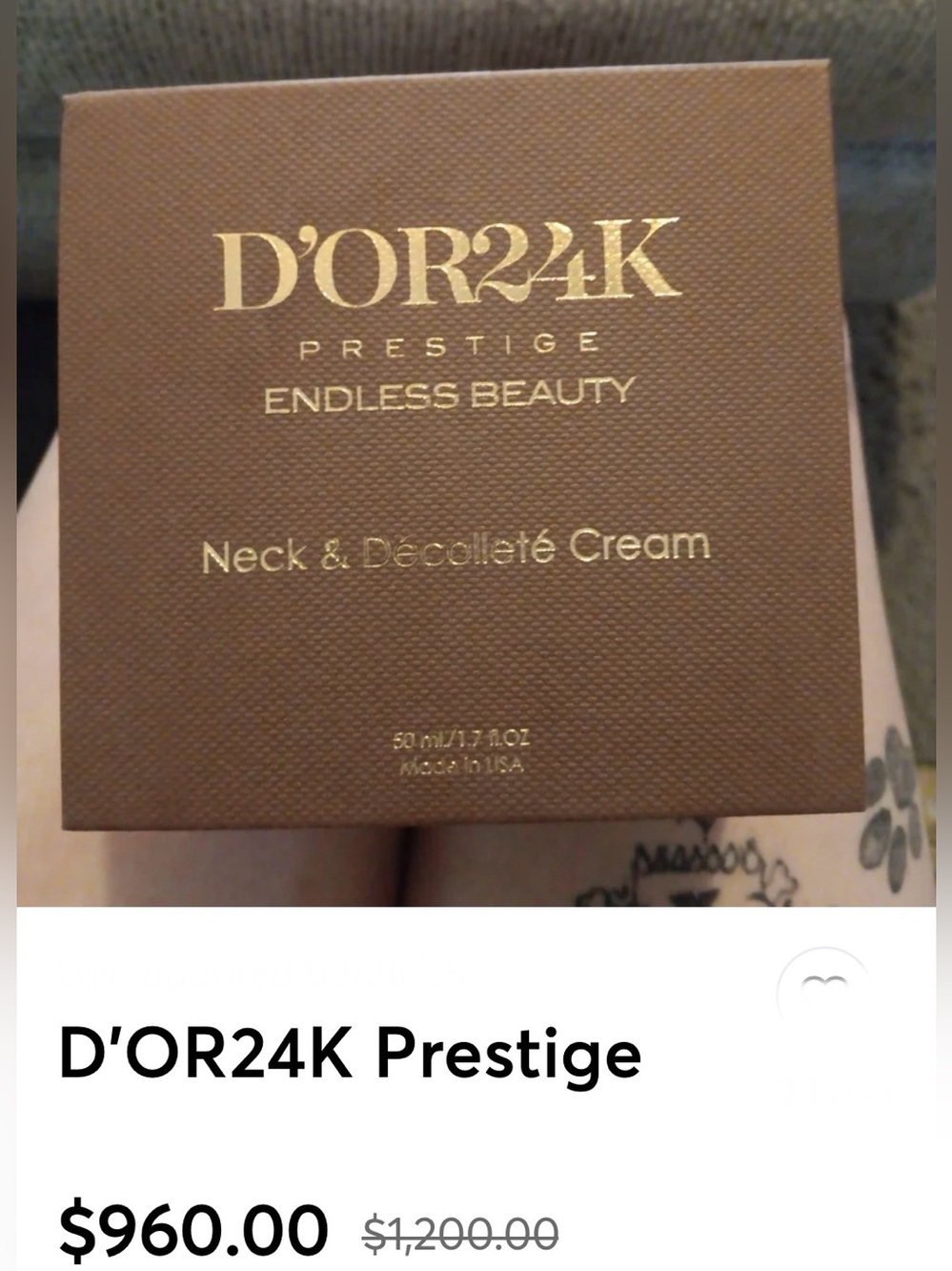 D'OR24K Prestige Endless Beauty Neck & Decollete Cream-AUTHENTIC-COMES WITH CARD